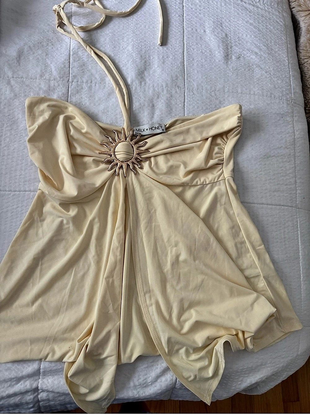Milk and honey Draped Halter Top in Yellow Like New